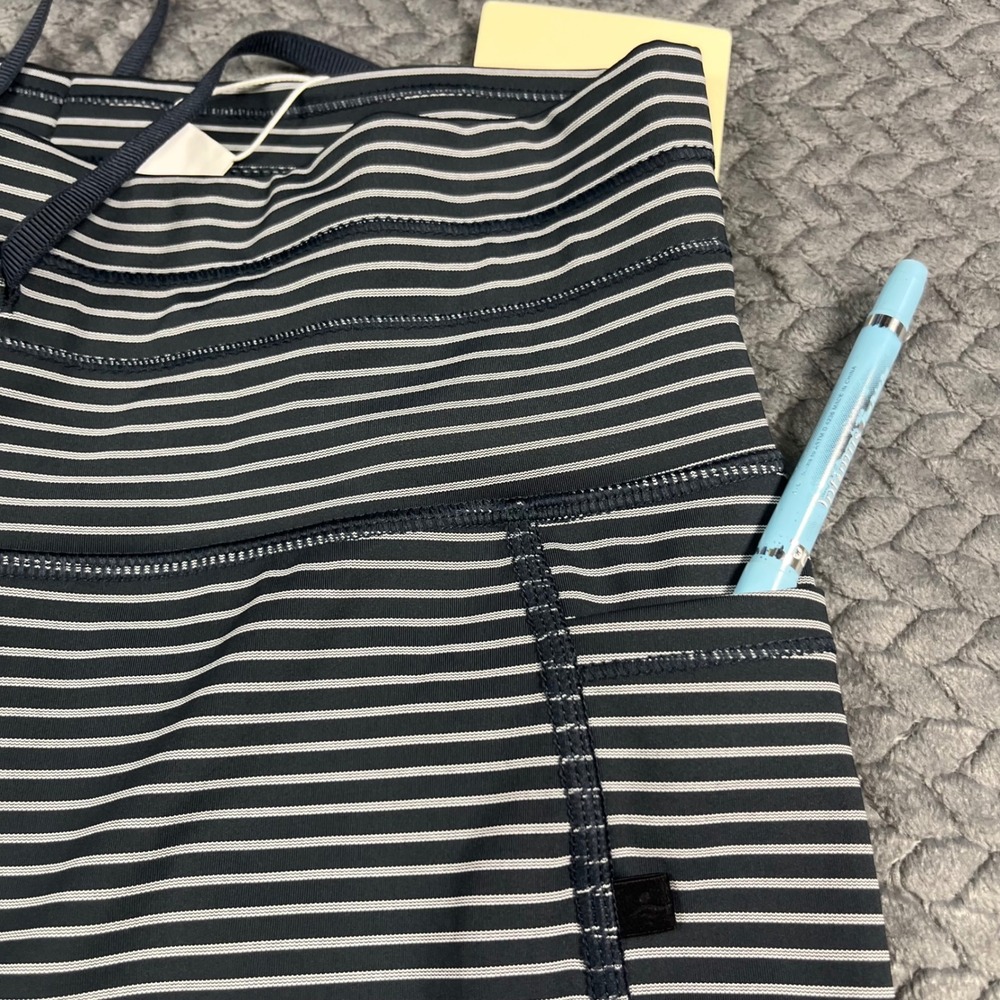 Halara Leggings Womens Navy Blue Striped Pockets Drawstring Large - Picture 3 of 8